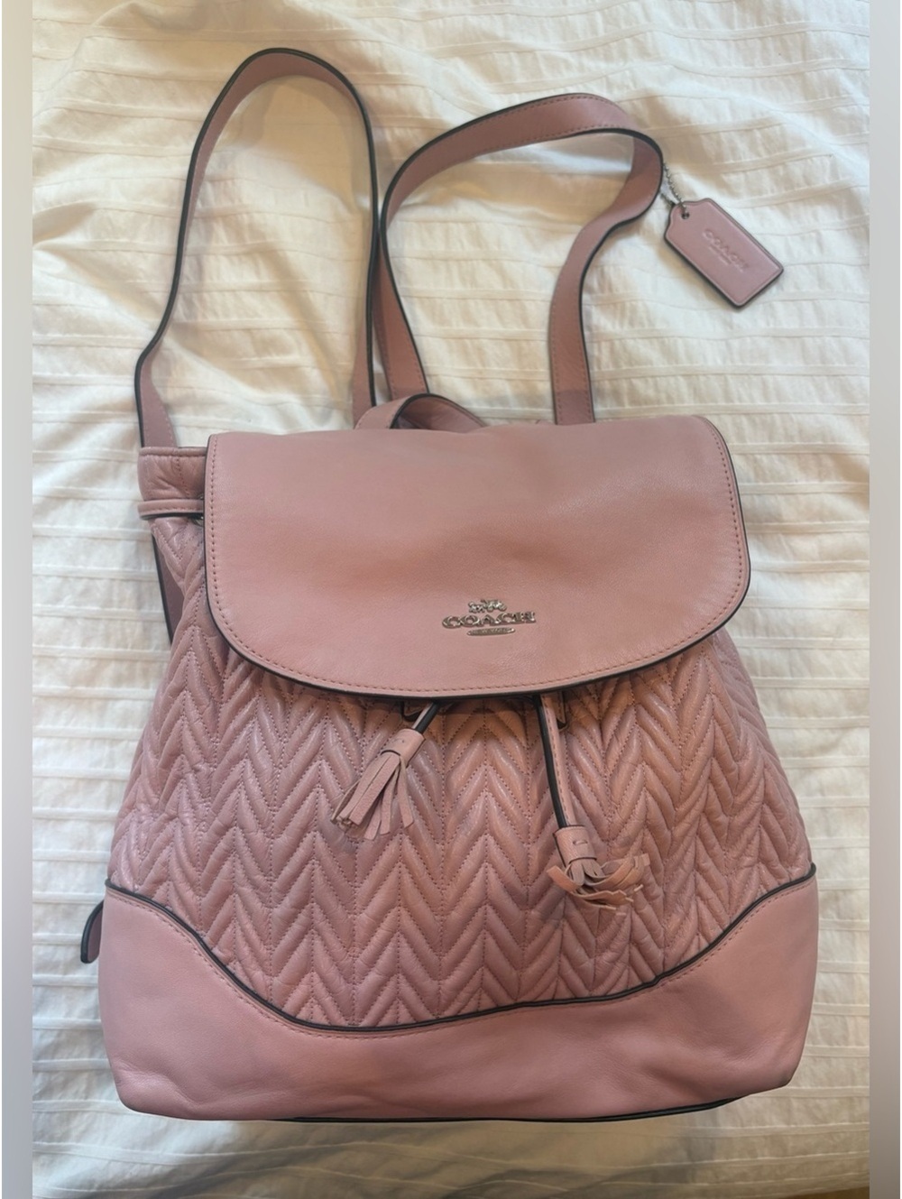 Coach Quilted Drawstring Elle Backpack in Dusty Rose Pink
